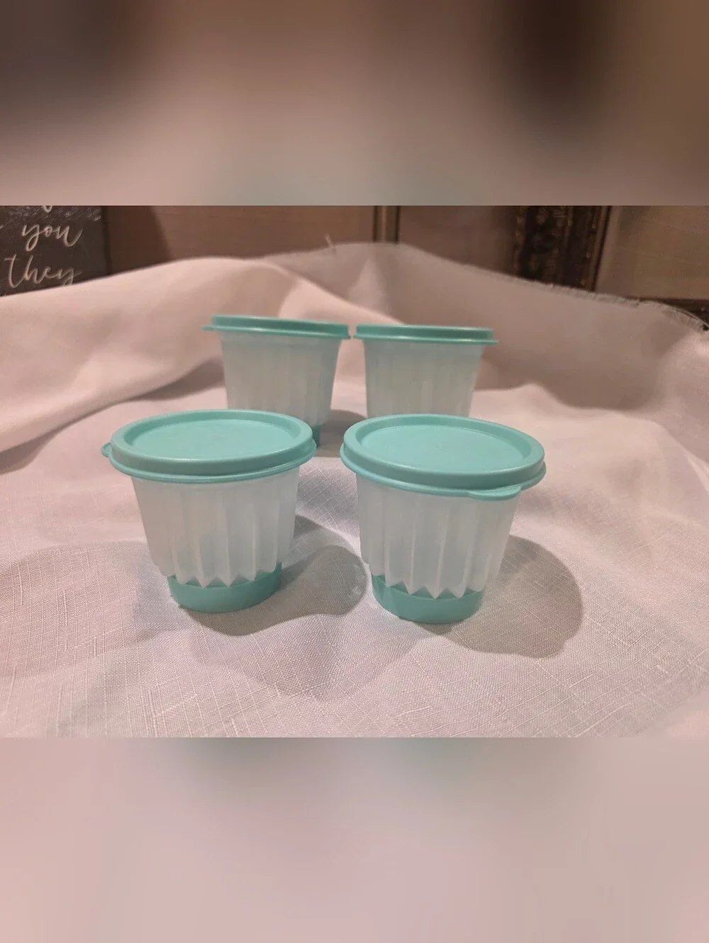 Tupperware - Vintage Jel-ette Molds (Set Of 4). NWOT! Mint Green/Frosted Clear.